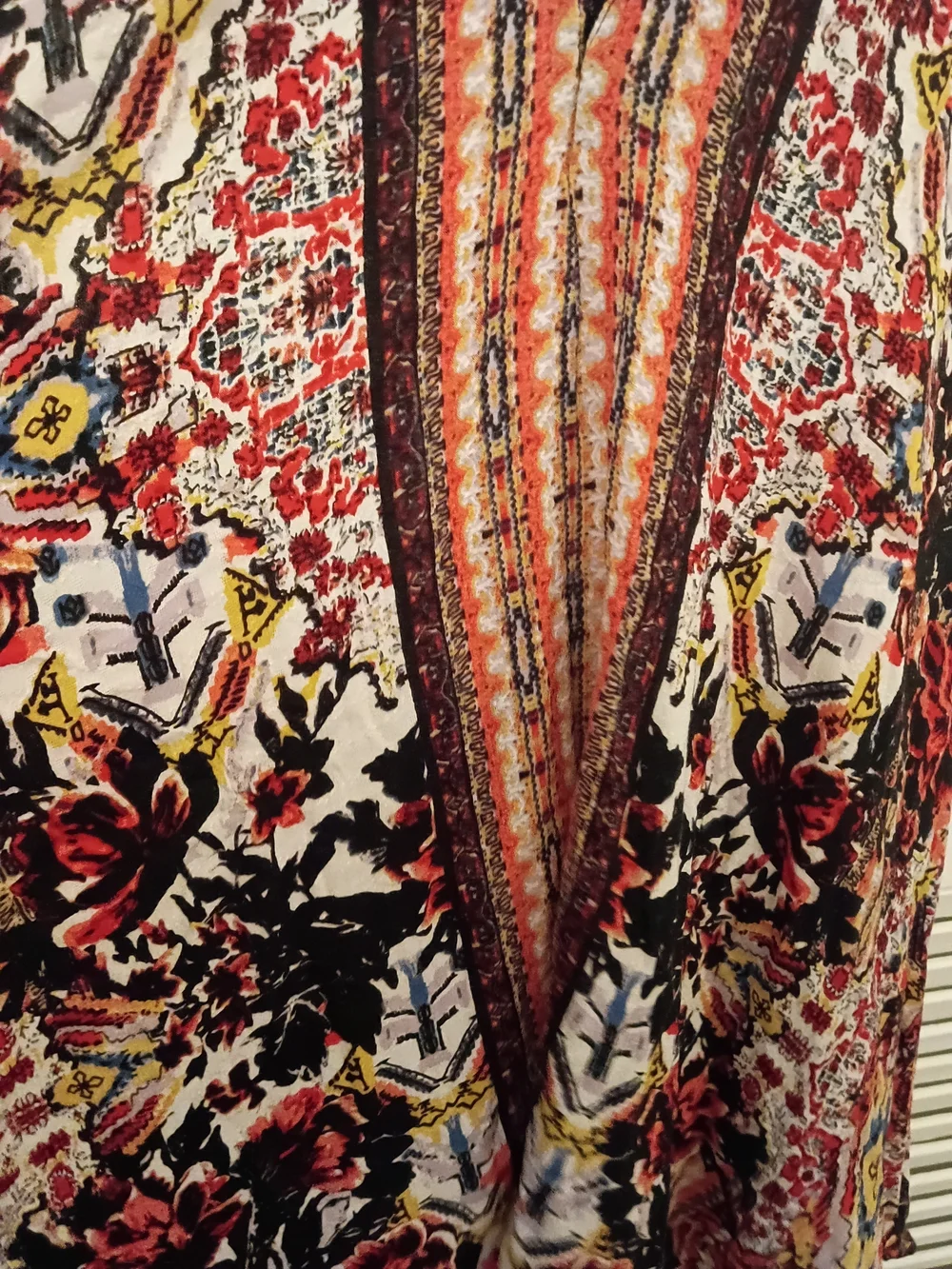 Free People Multicolor Floral Slip Dress with Black Lace Trim